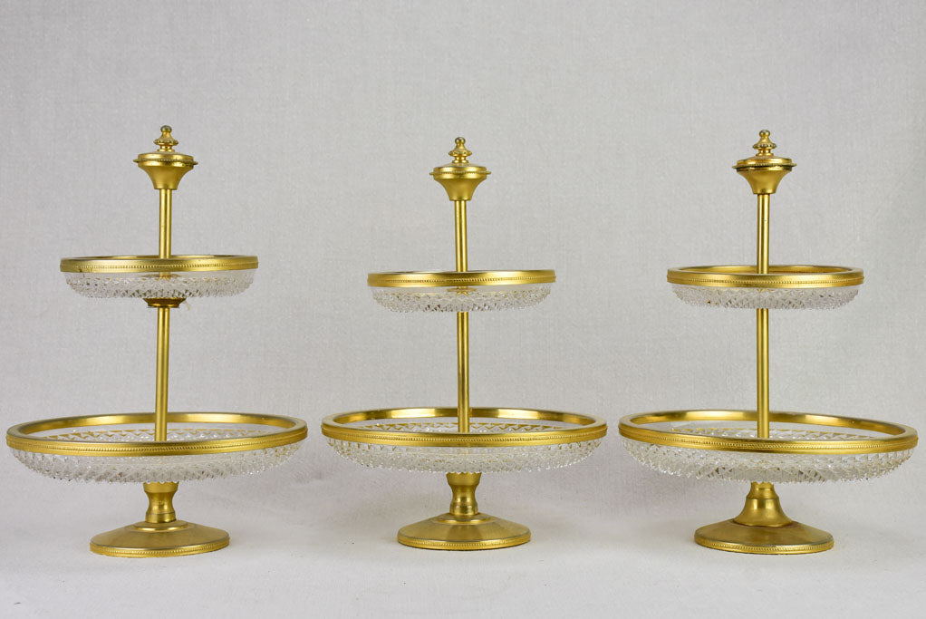 Three vintage tiered cake stands 12½"