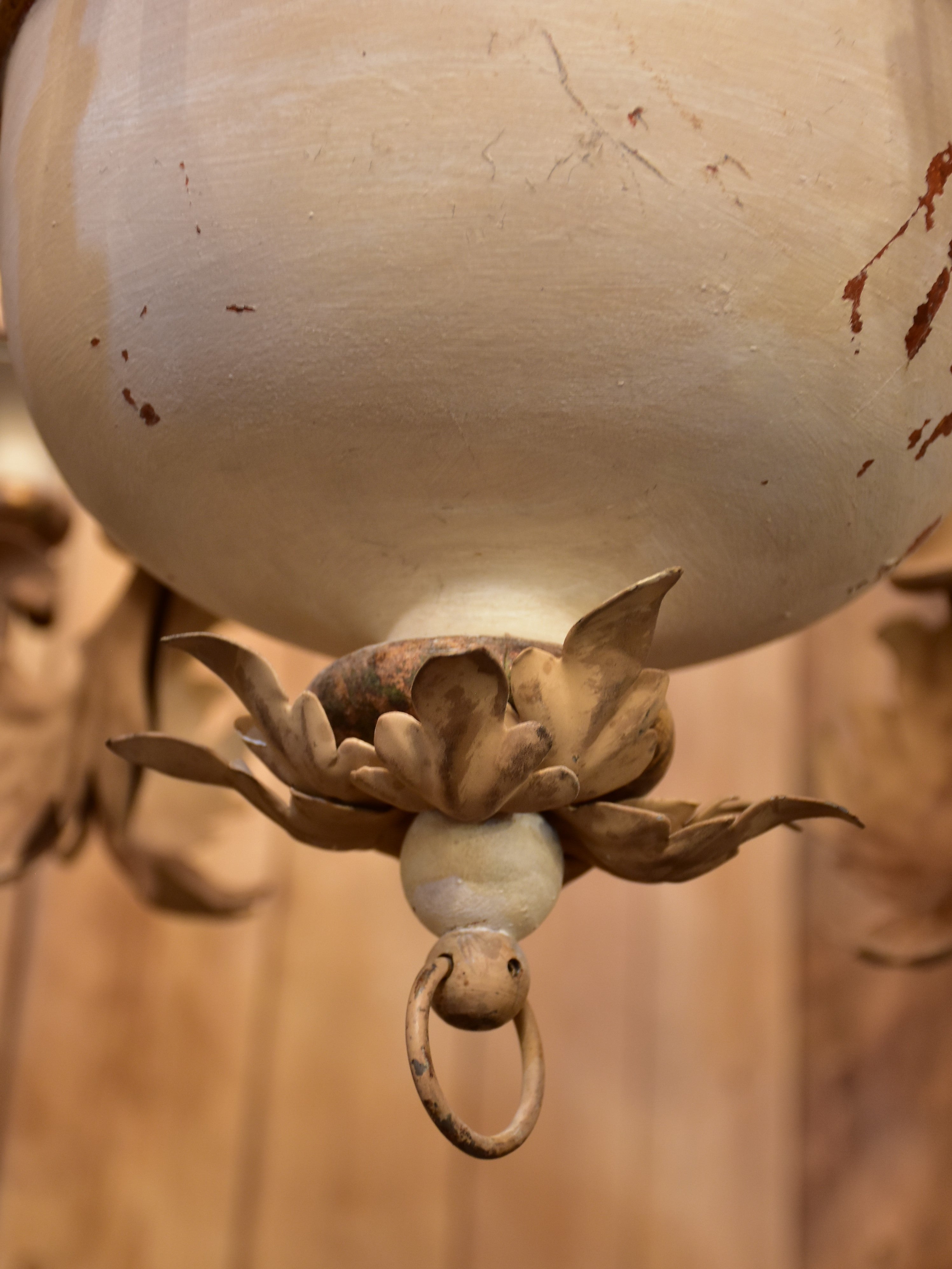 Pair of vintage Italian chandeliers – white with gold leaves