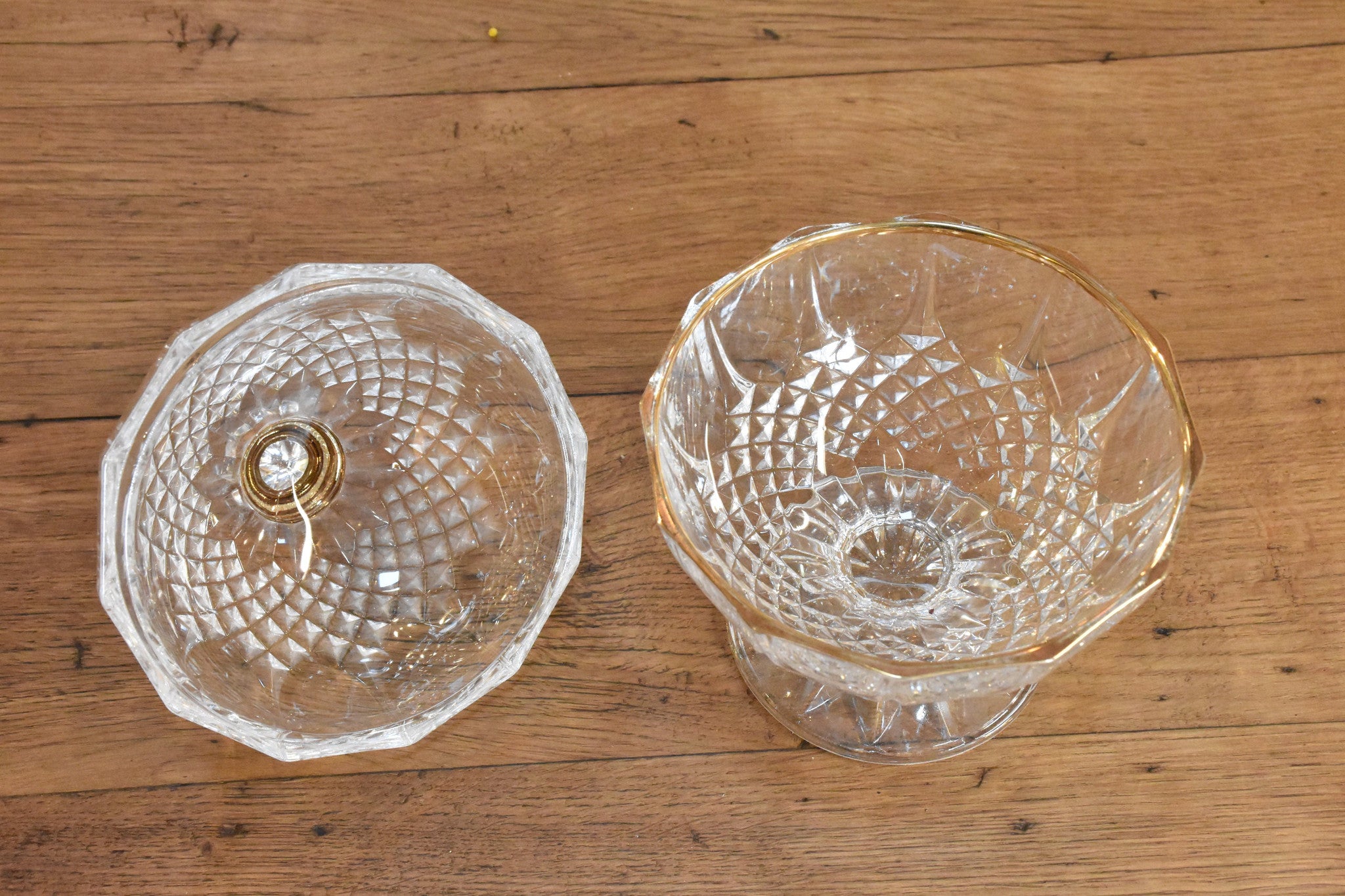 French crystal lolly jar with gold detail