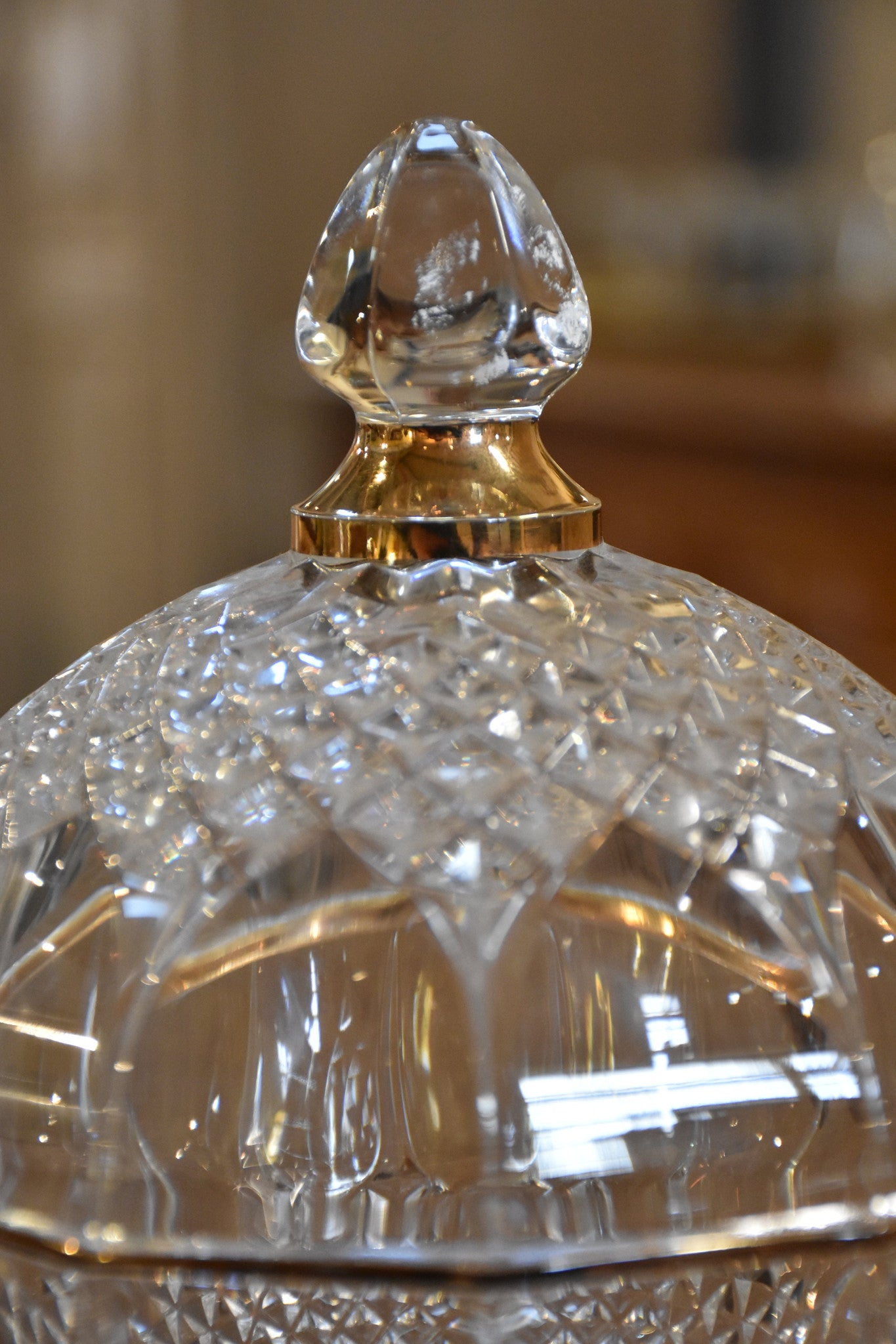 French crystal lolly jar with gold detail