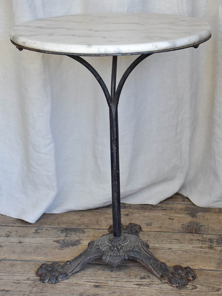 Antique Round Marble Claw Foot Bistro Table