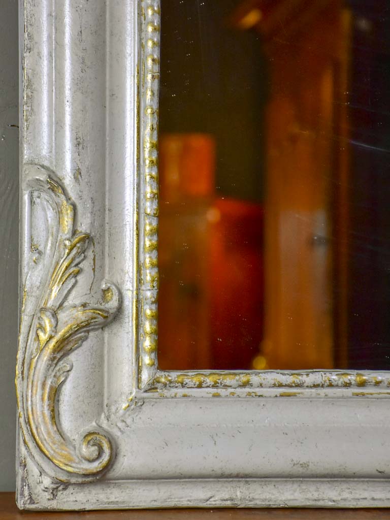 Antique French Louis Philippe mirror with grey / gold patina 32" x 53¼"