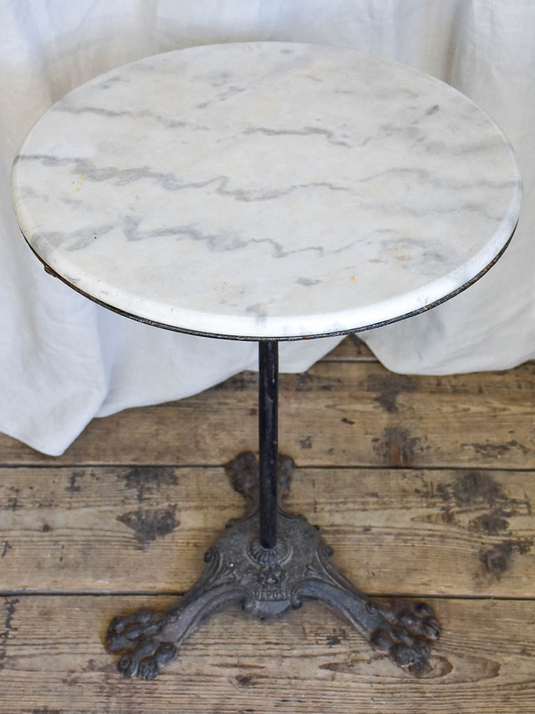 Antique Round Marble Claw Foot Bistro Table