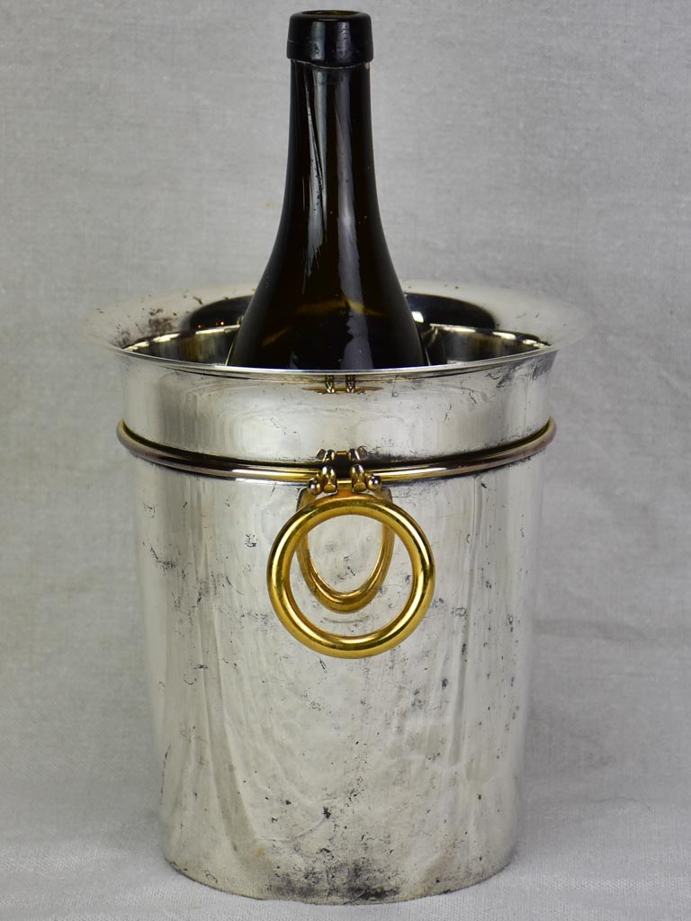 Antique French ice bucket with gold handles