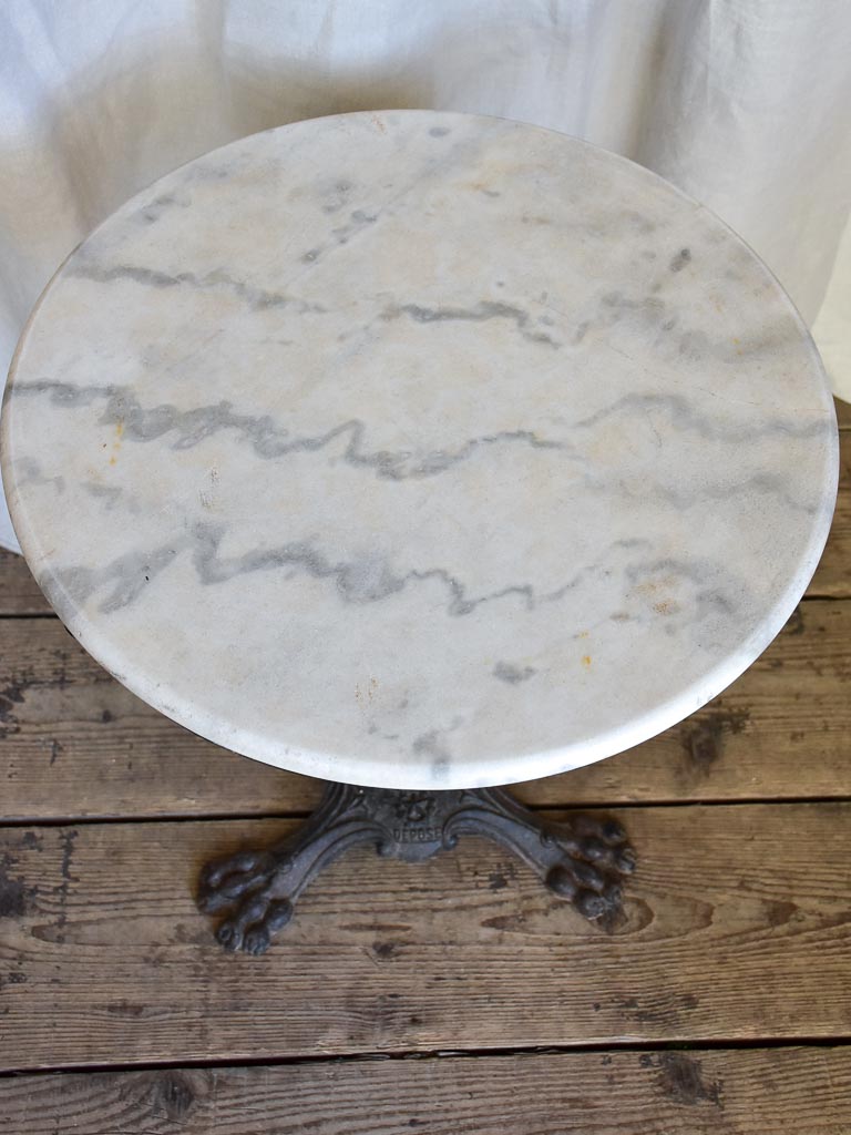 Antique Round Marble Claw Foot Bistro Table