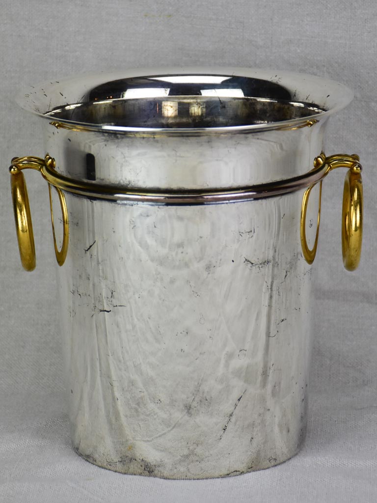 Antique French ice bucket with gold handles