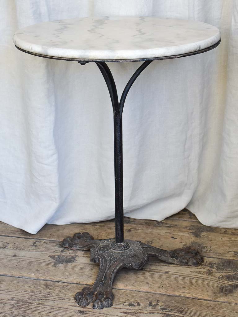 Antique Round Marble Claw Foot Bistro Table