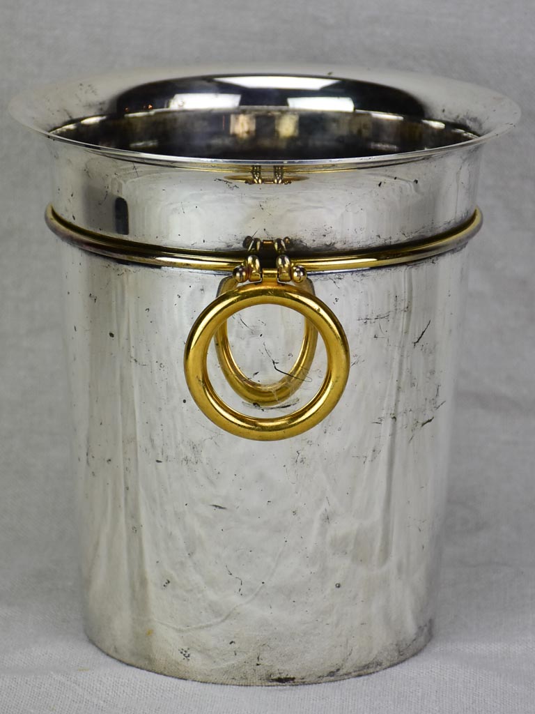 Antique French ice bucket with gold handles