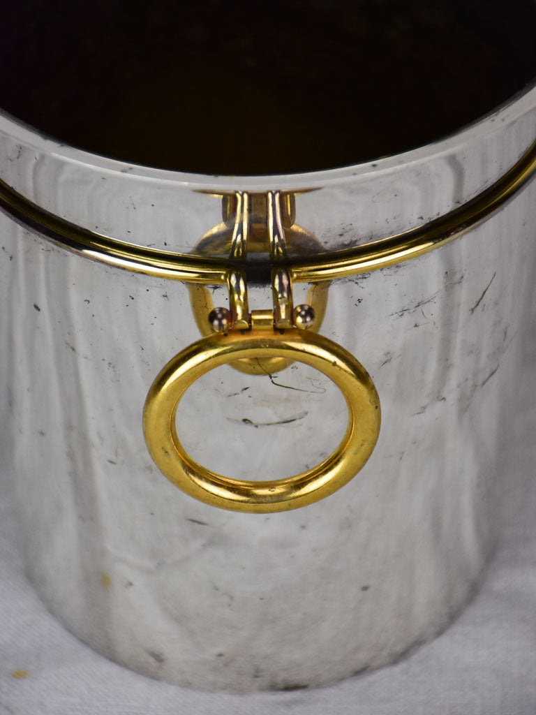 Antique French ice bucket with gold handles