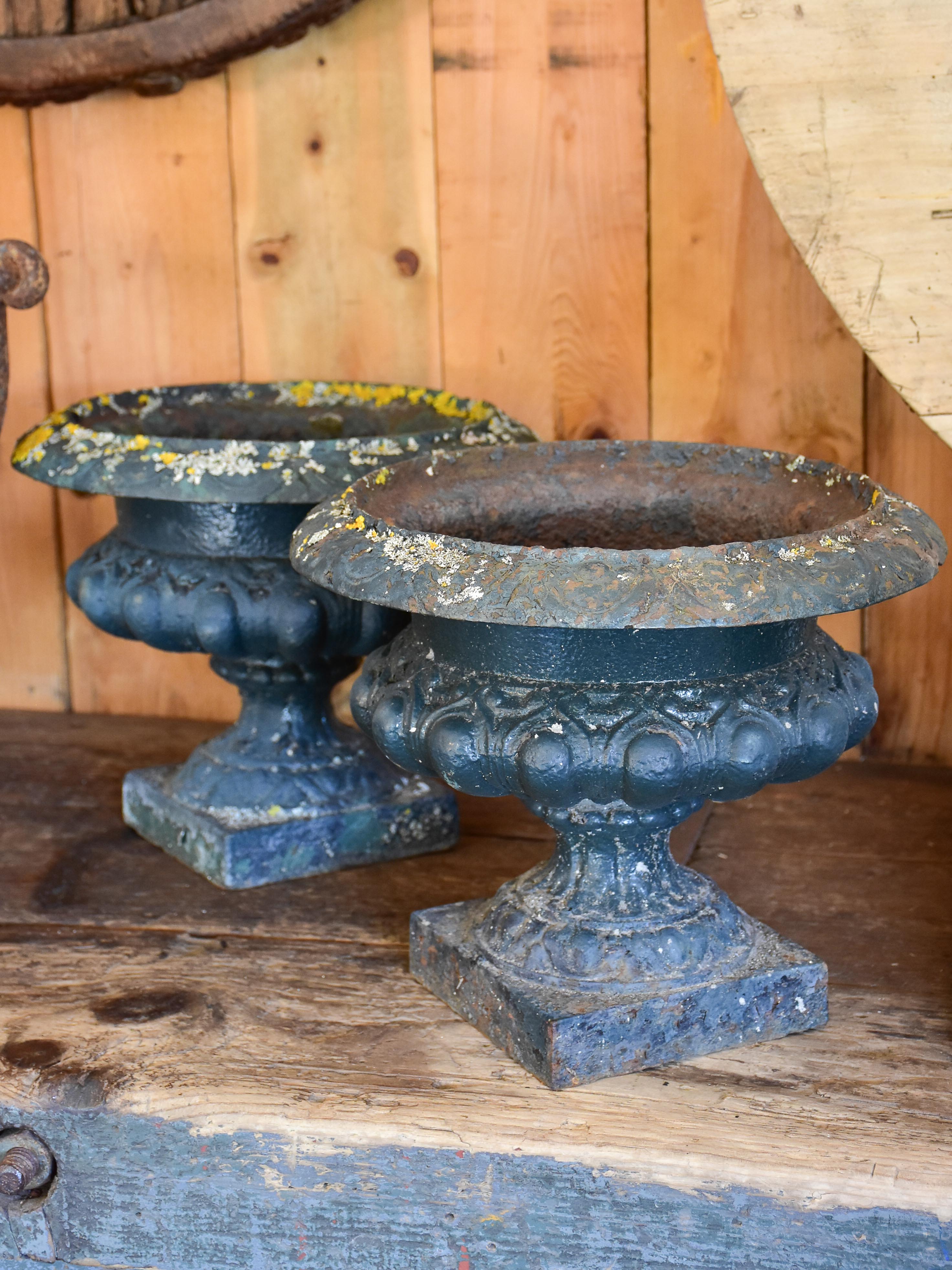 Pair of small antique garden urns