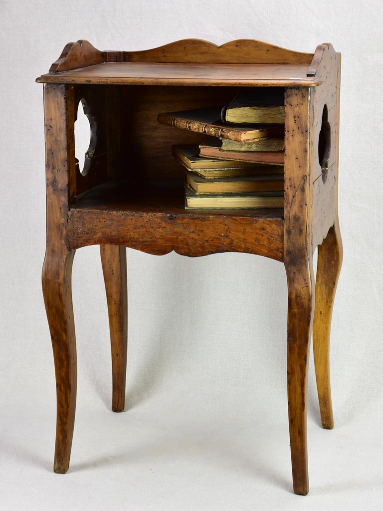 Antique French nightstand with clover cut-out