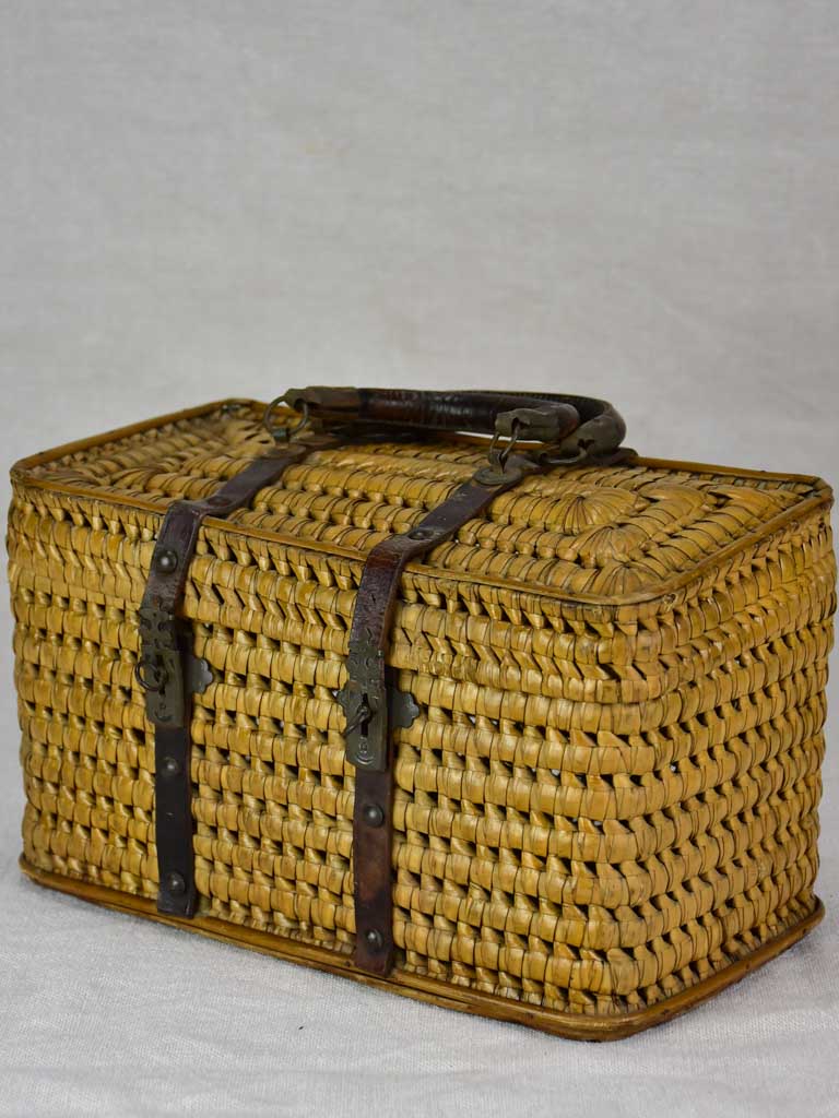 Antique French lunch basket with two handles