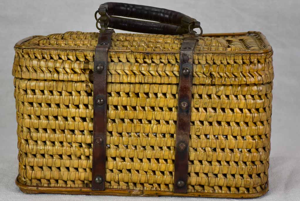 Antique French lunch basket with two handles