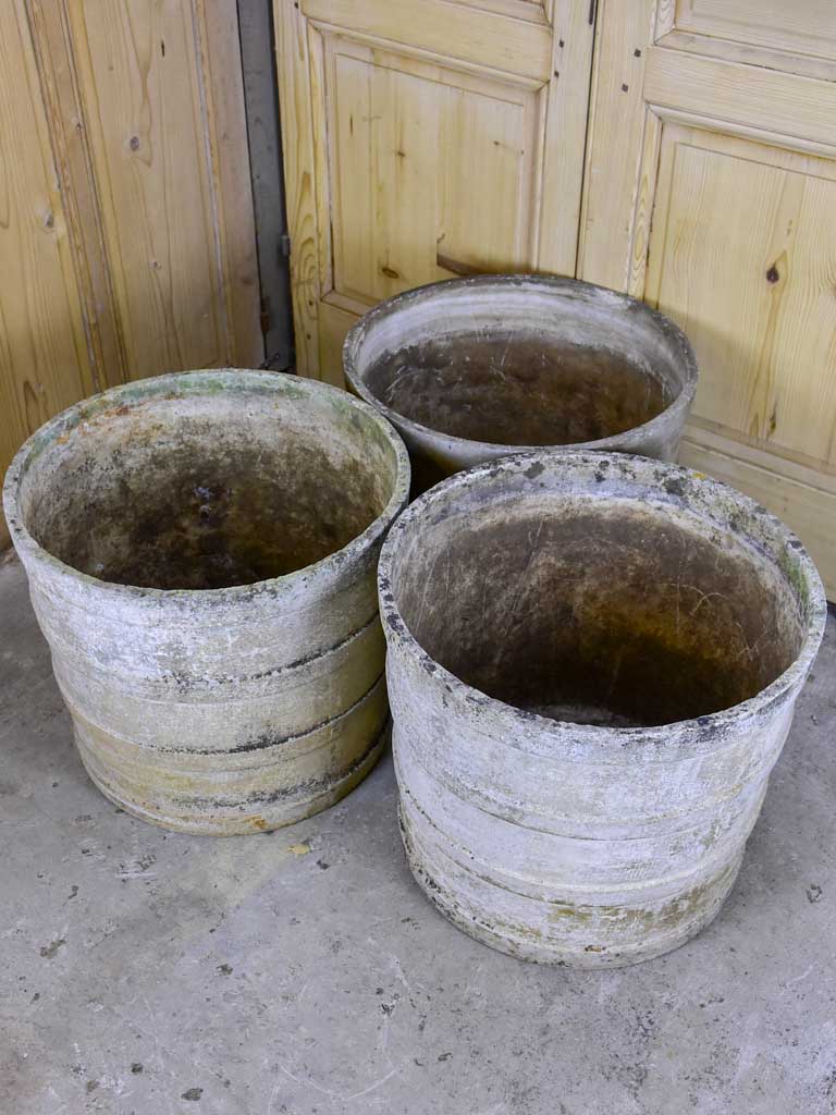 Four very large round Willy Guhl garden planters 20¾"