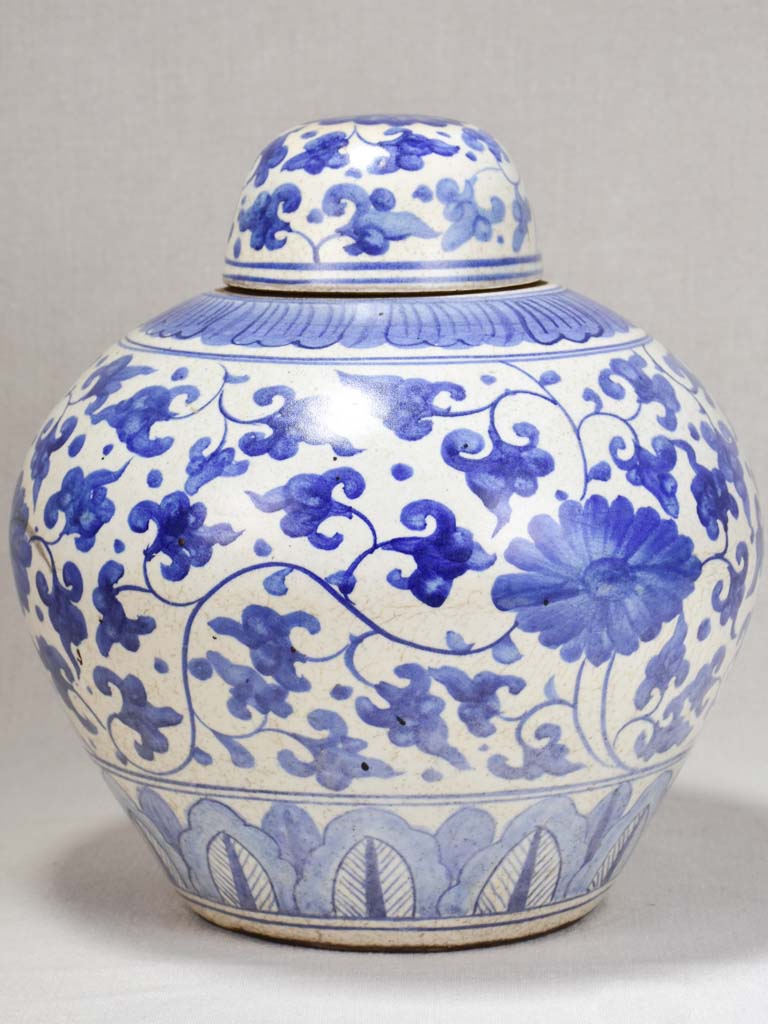 1930's blue and white ginger jar