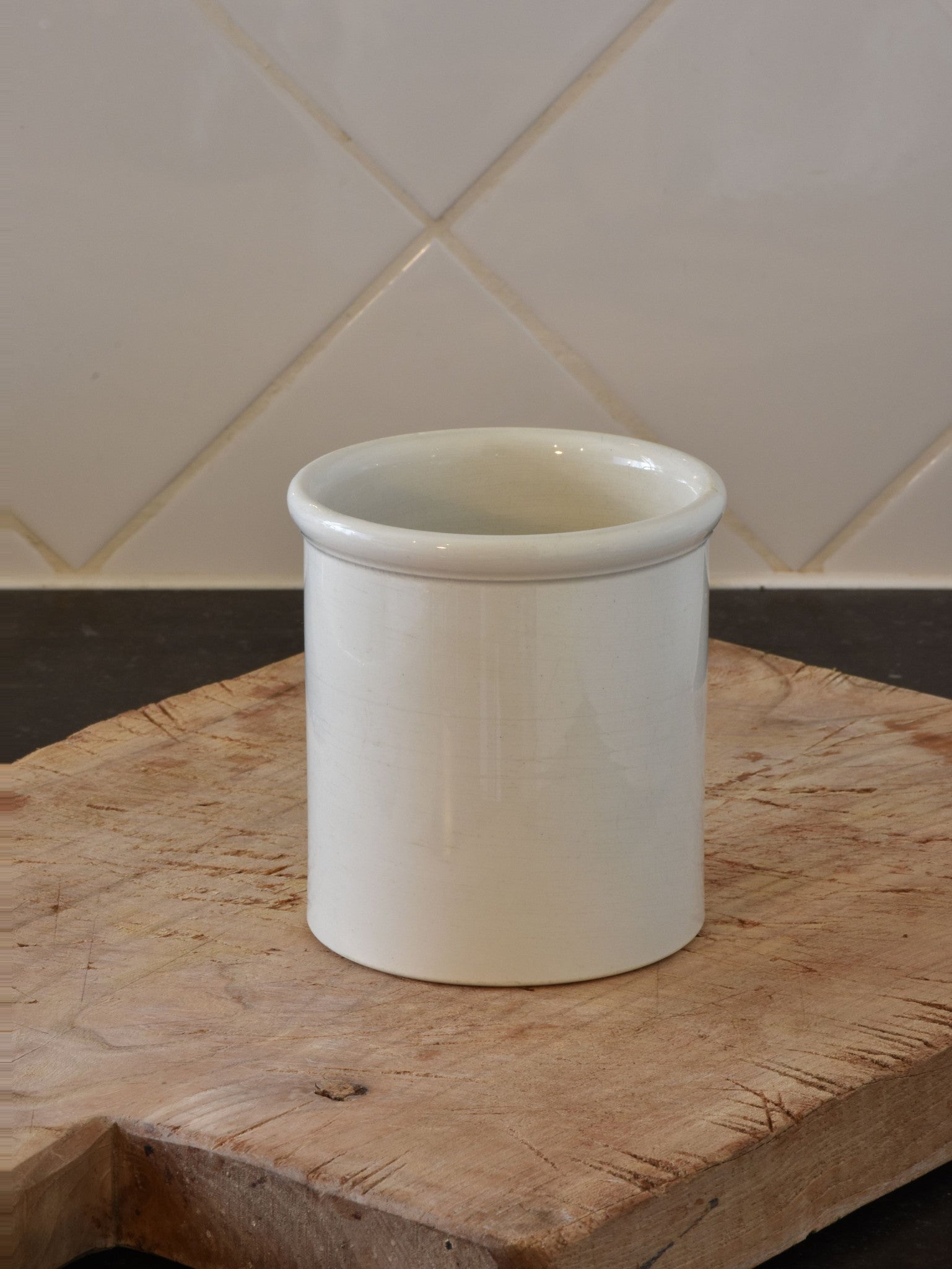 4"? French ironstone preserving jar - late 19th century 1/2