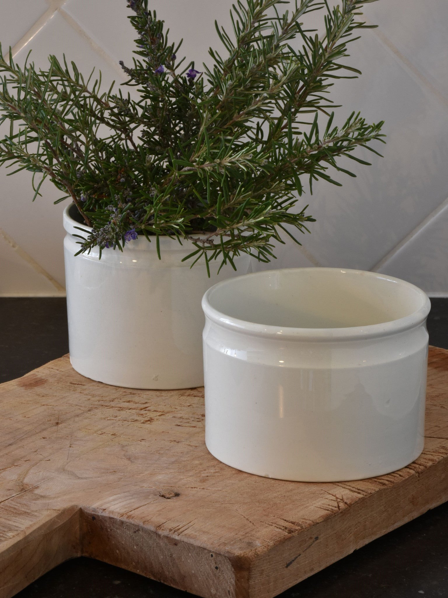 19th century French ironstone preserving jars - Two