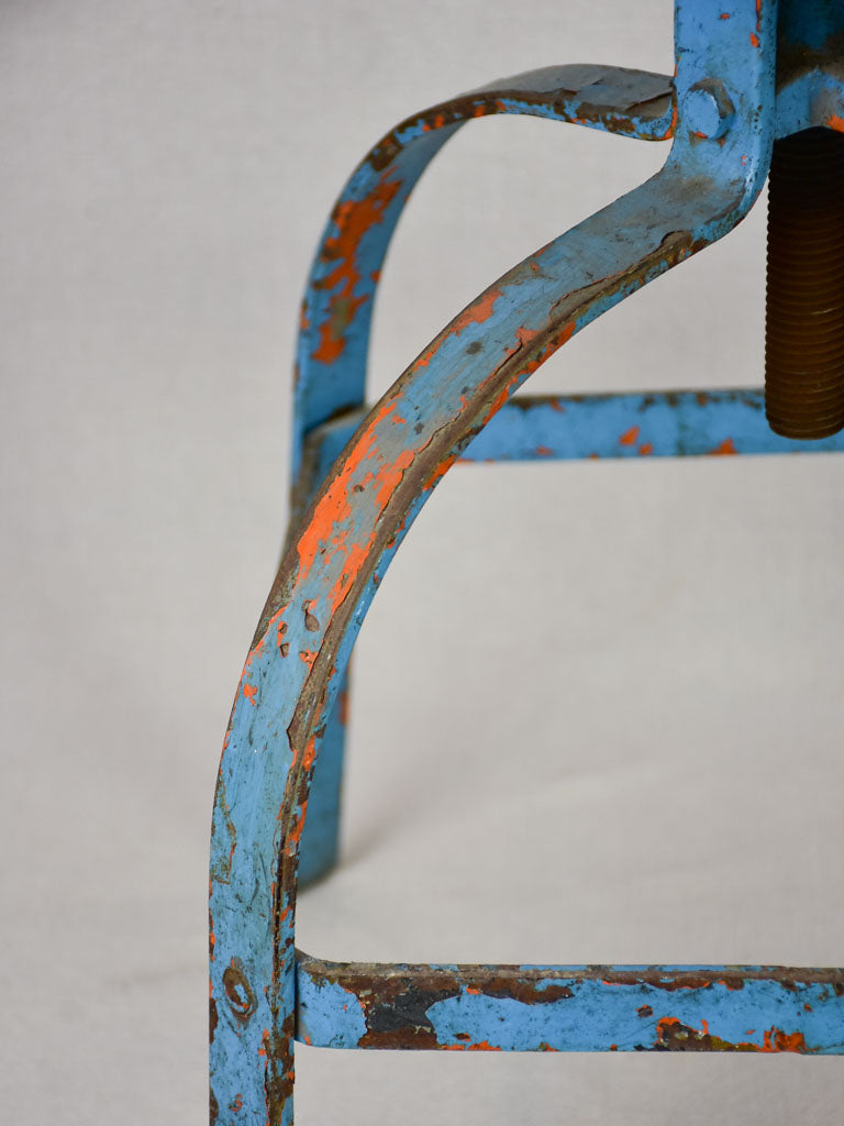 Industrial atelier workshop chair with blue patina