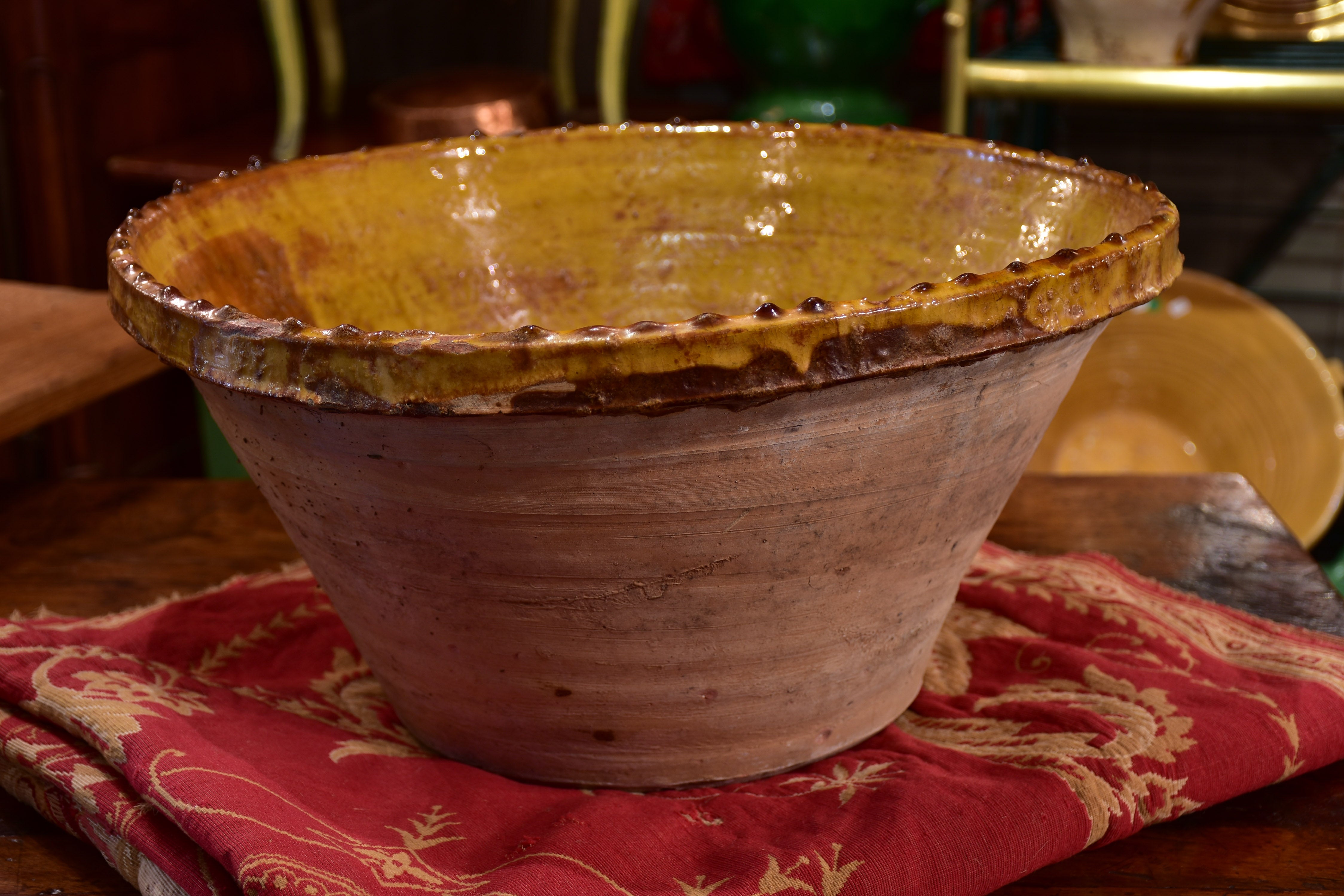 19th century yellow glazed Provencal preserving bowl