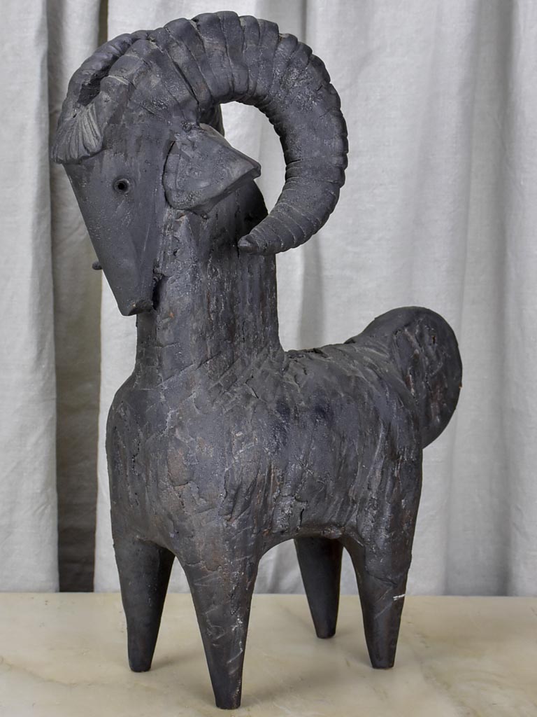 Modern clay sculpture of a ram - Dominique Pouchain