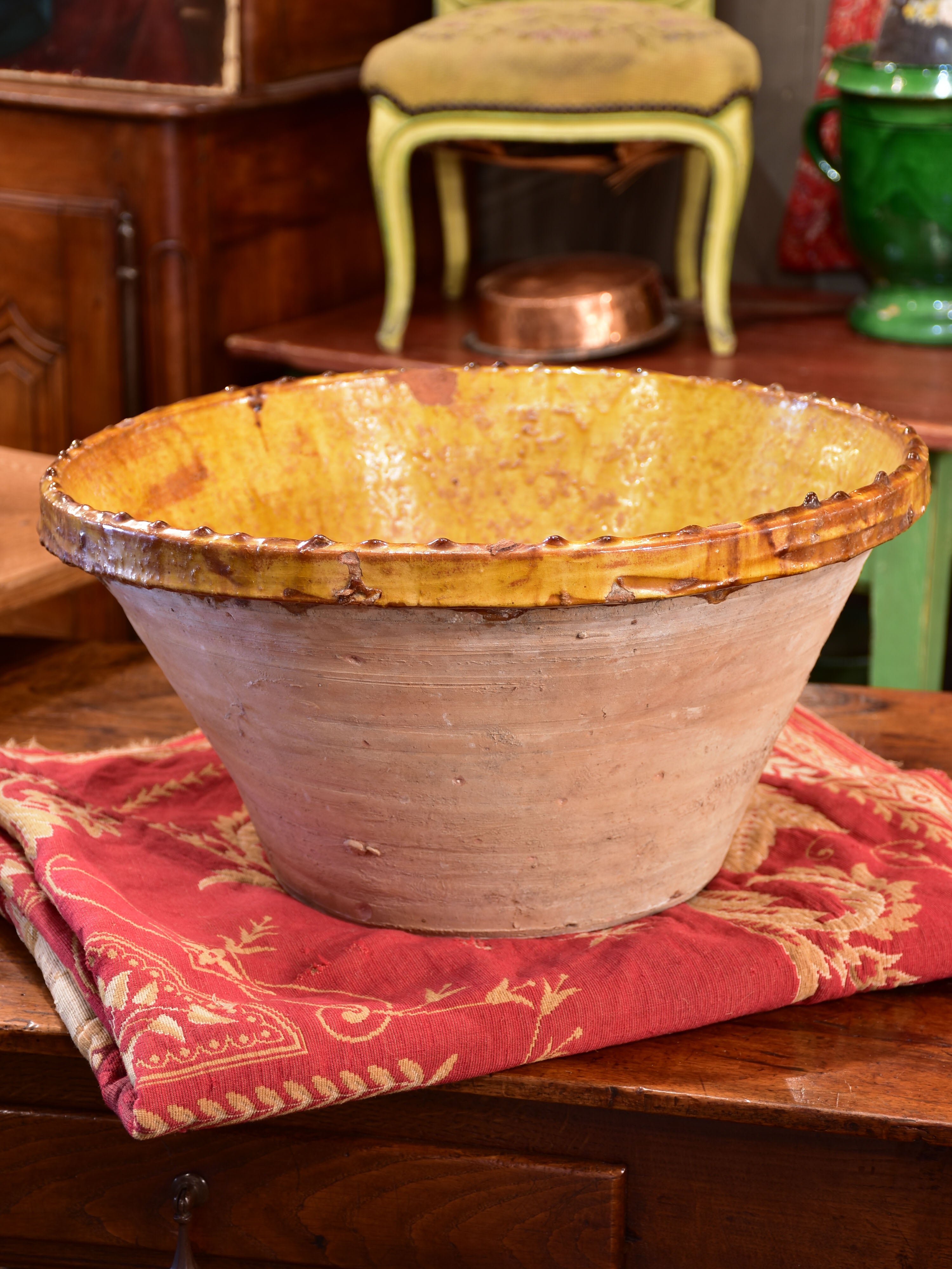 19th century yellow glazed Provencal preserving bowl