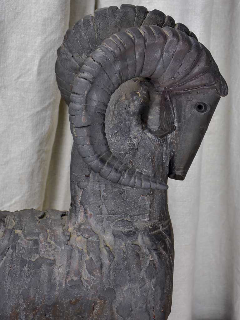 Modern clay sculpture of a ram - Dominique Pouchain