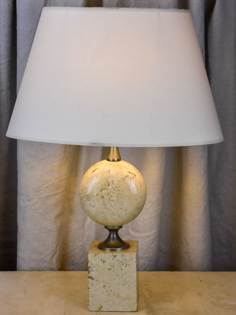 Mid century beige travertine table lamp - Barbiere