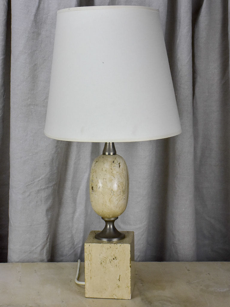 Mid century beige travertine table lamp - Barbiere