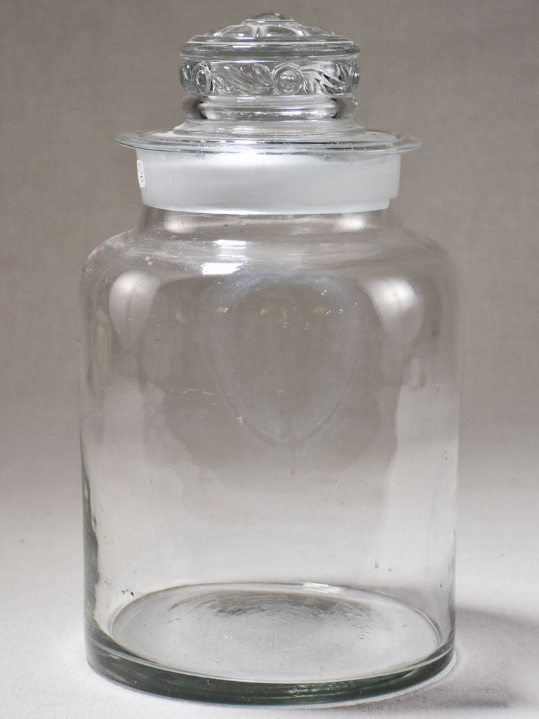 Antique French glass candy jar with lid - round 11¾"