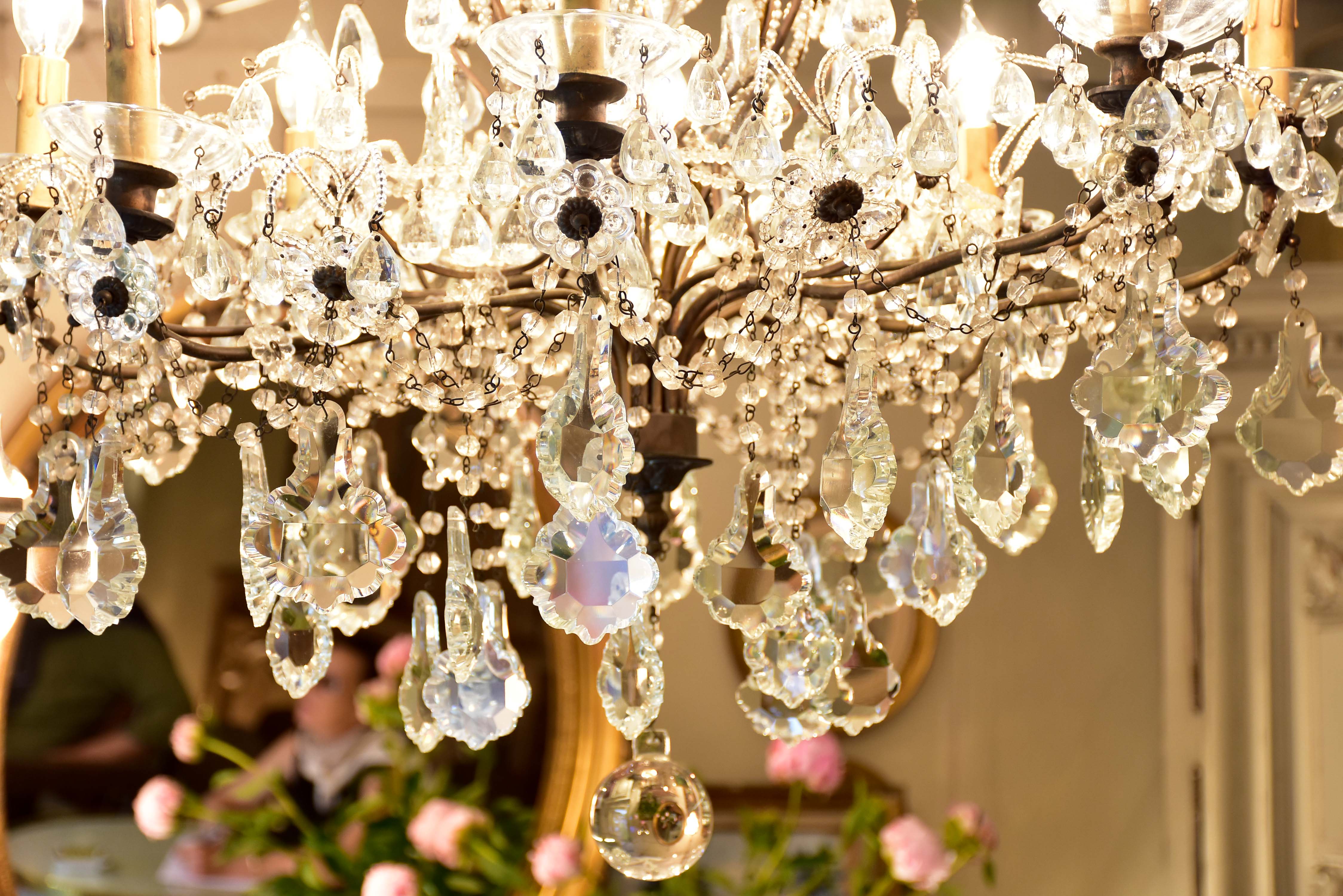 Antique Italian crystal chandelier - 8 branches