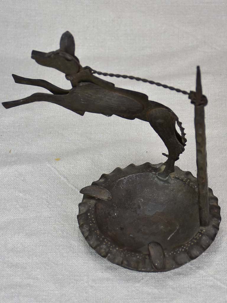 1930's French ashtray - dog on a chain