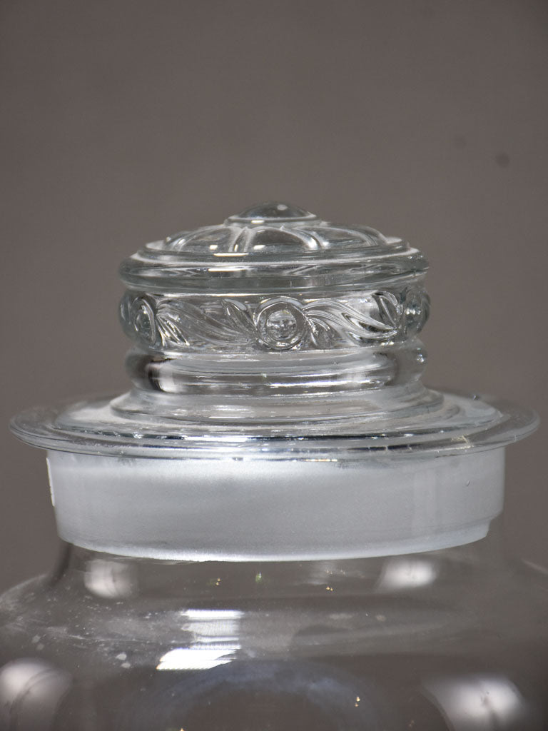 Antique French glass candy jar with lid - round 11¾"