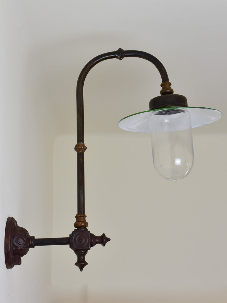 Enamel shade cast iron wall light