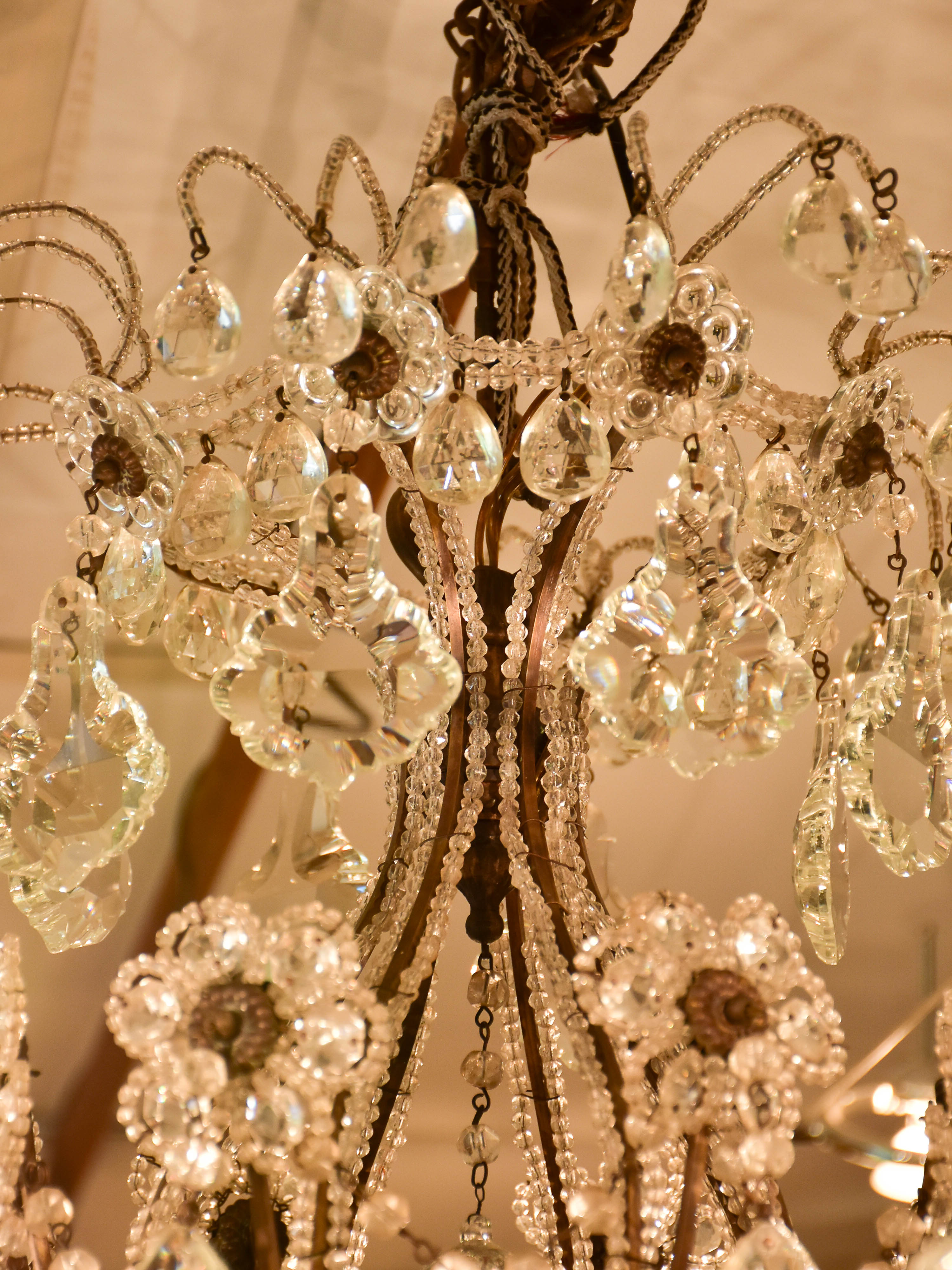 Antique Italian crystal chandelier - 8 branches