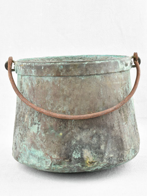 Antique French copper cauldron 12½"