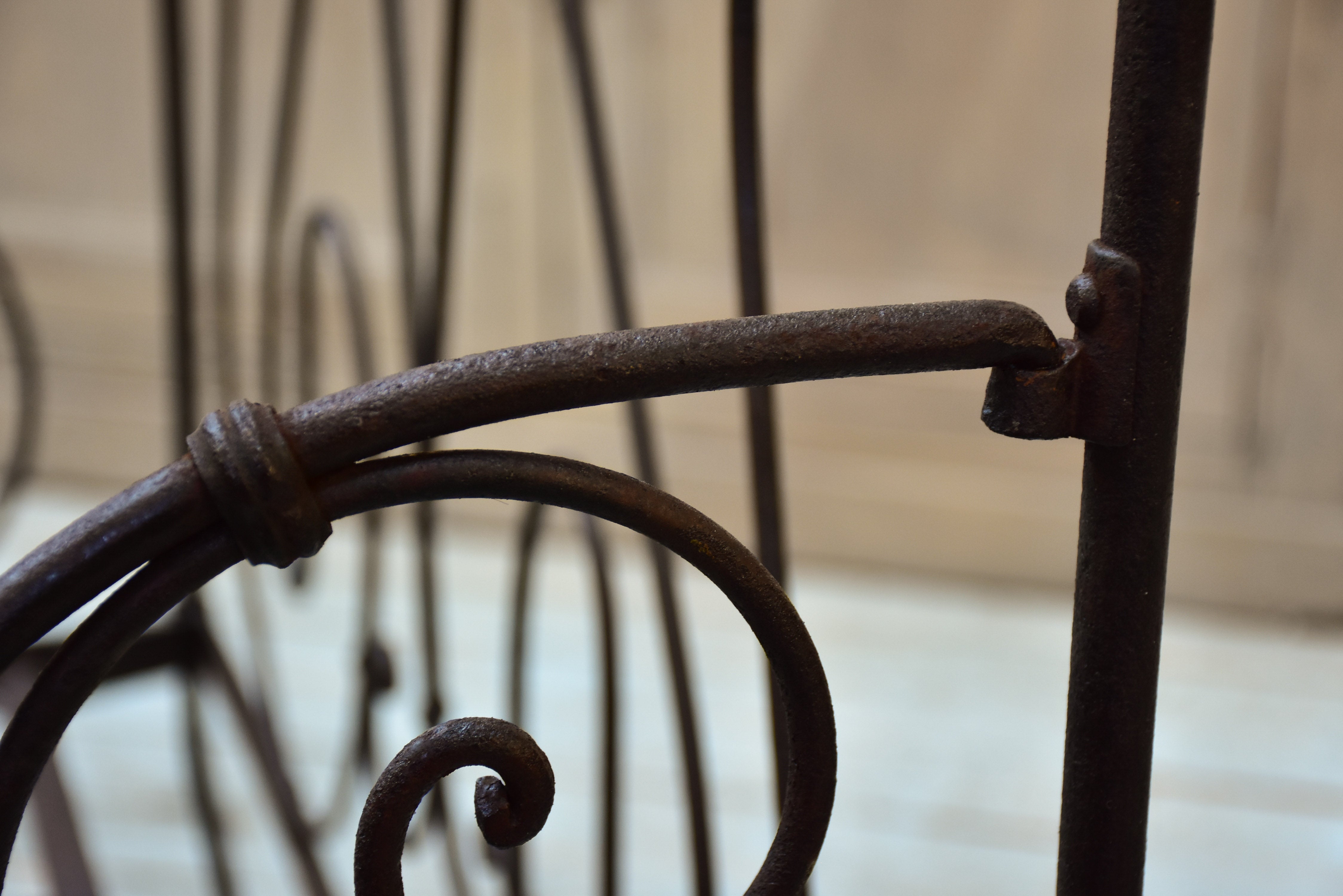 Pair of vintage French folding iron daybeds