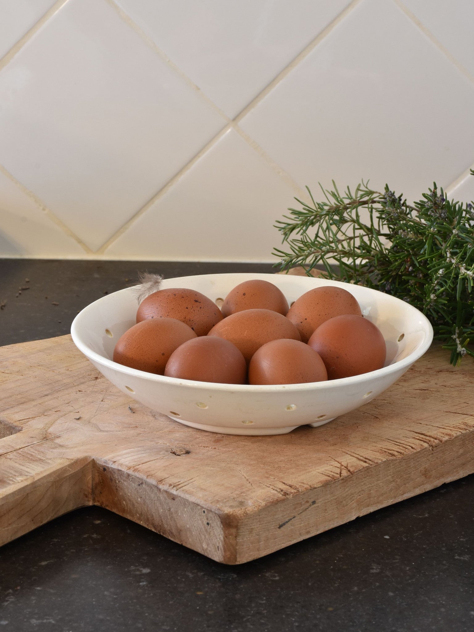 French ironstone strainer Creil - circa 1900's