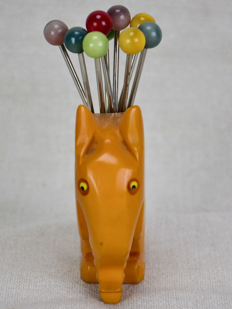 1930's English Bakelite snail skewer display - elephant