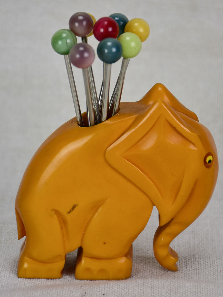 1930's English Bakelite snail skewer display - elephant