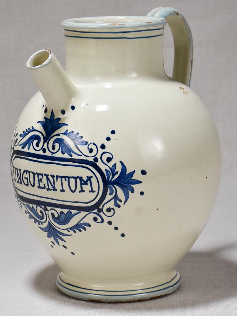 Handpainted vintage pharmacy pitcher labelled Unguentum