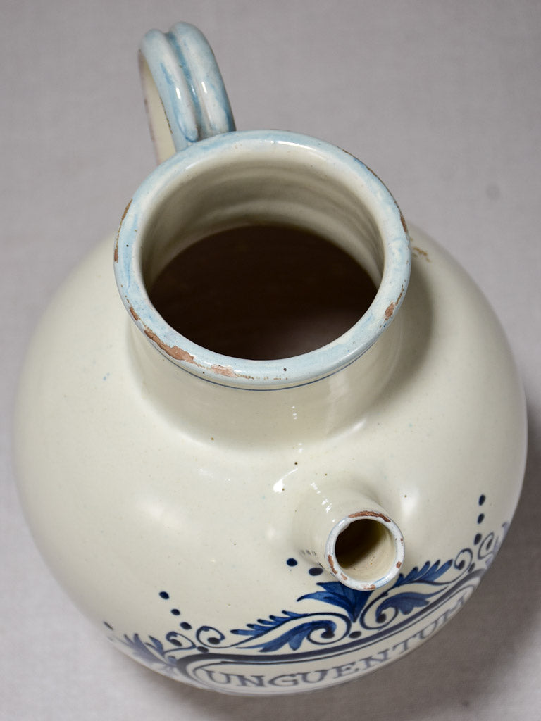 Handpainted vintage pharmacy pitcher labelled Unguentum