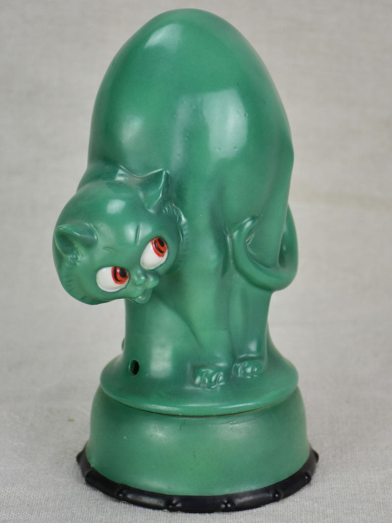 1930's French children's lamp - blue / green cat