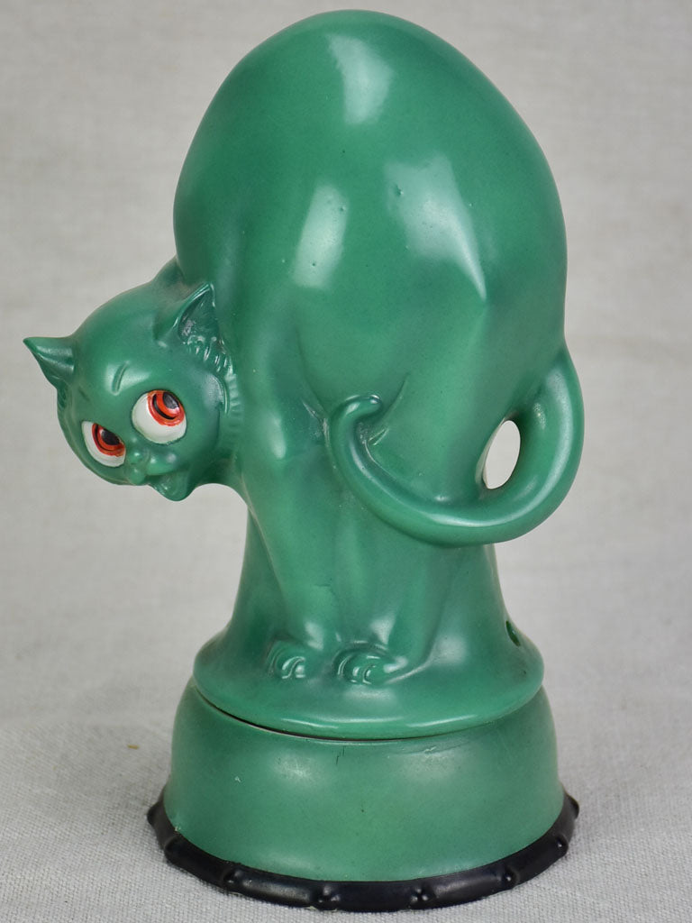 1930's French children's lamp - blue / green cat