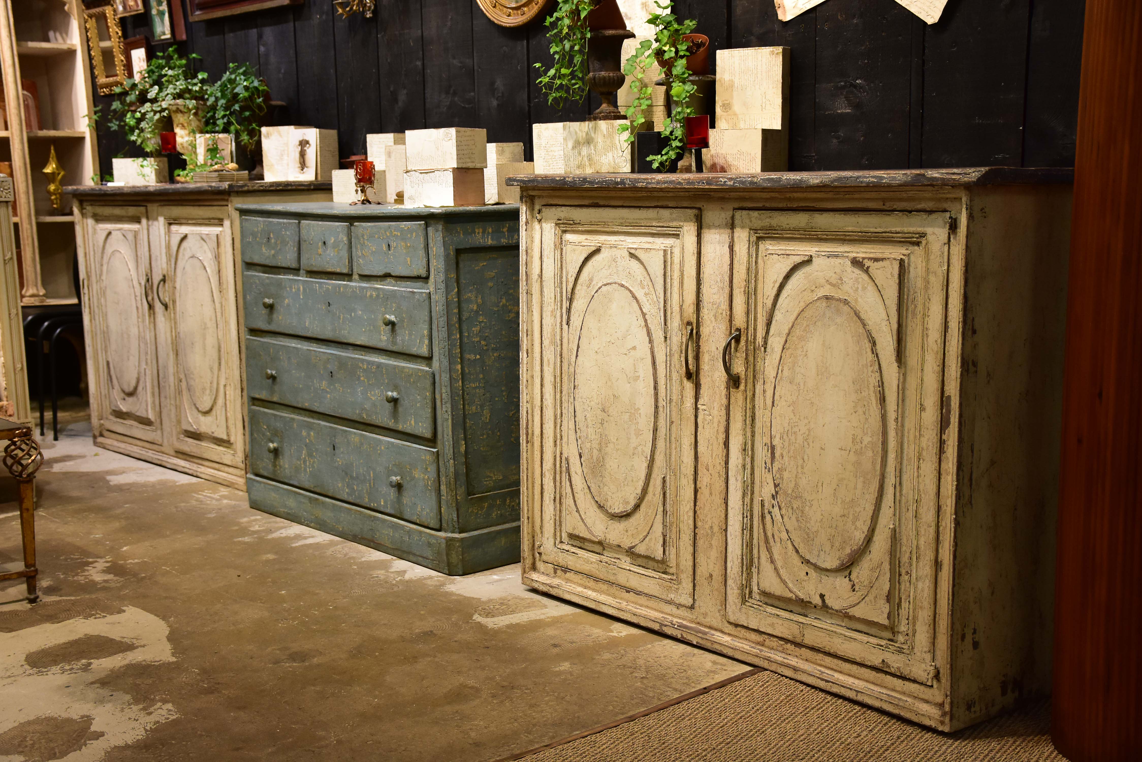 Pair of French commodes with faux marble top