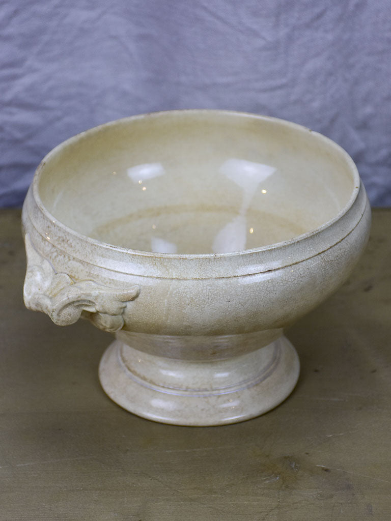 Anitique French Faience soup tureen - beige, Digoin