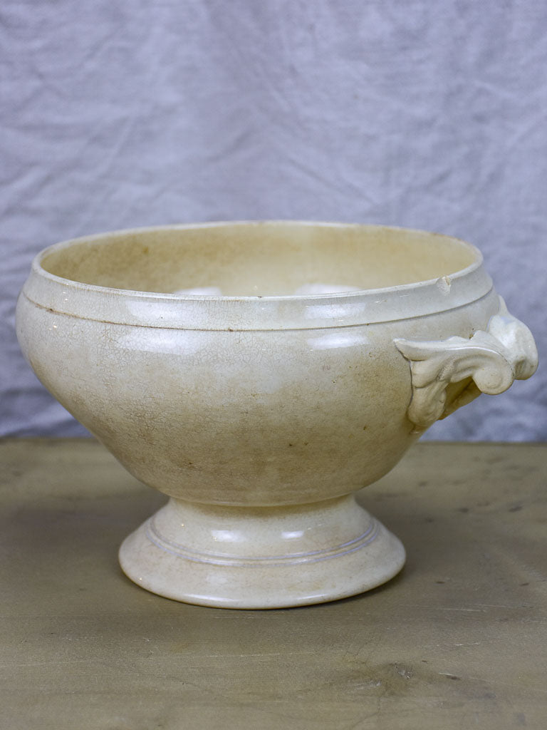 Anitique French Faience soup tureen - beige, Digoin