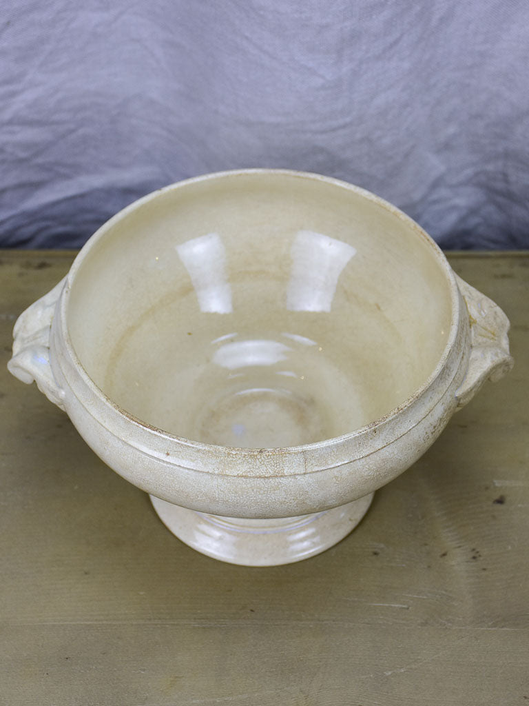 Anitique French Faience soup tureen - beige, Digoin