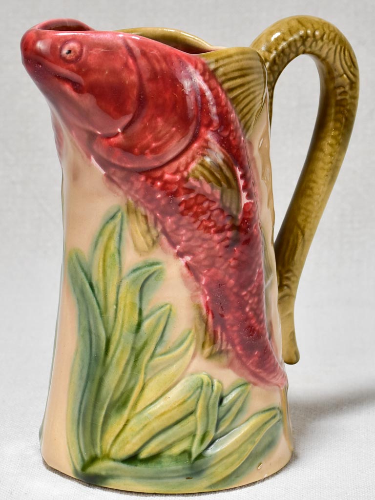 Early 20th Century Barbotine pitcher - fish