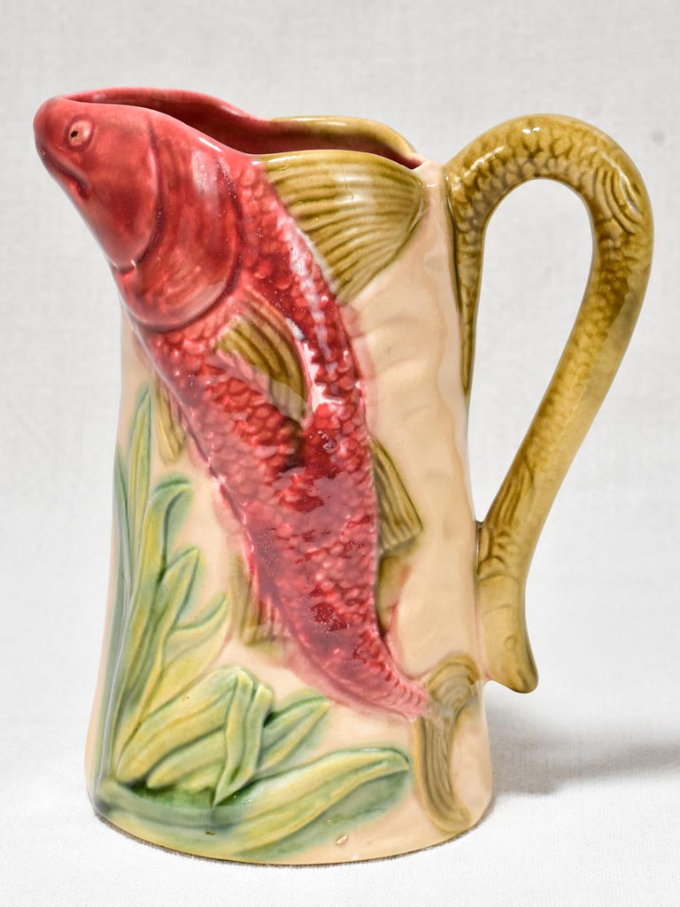 Early 20th Century Barbotine pitcher - fish