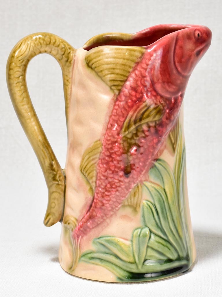 Early 20th Century Barbotine pitcher - fish